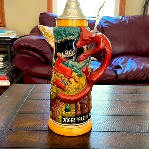 Vintage Oktoberfest Beer Stein 2L Pewter Lid